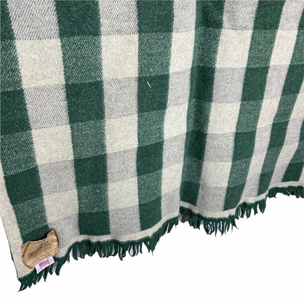Milwaukee Bucks Wool Blanket Imperial Stock Ranch Green Plaid Leather Patch